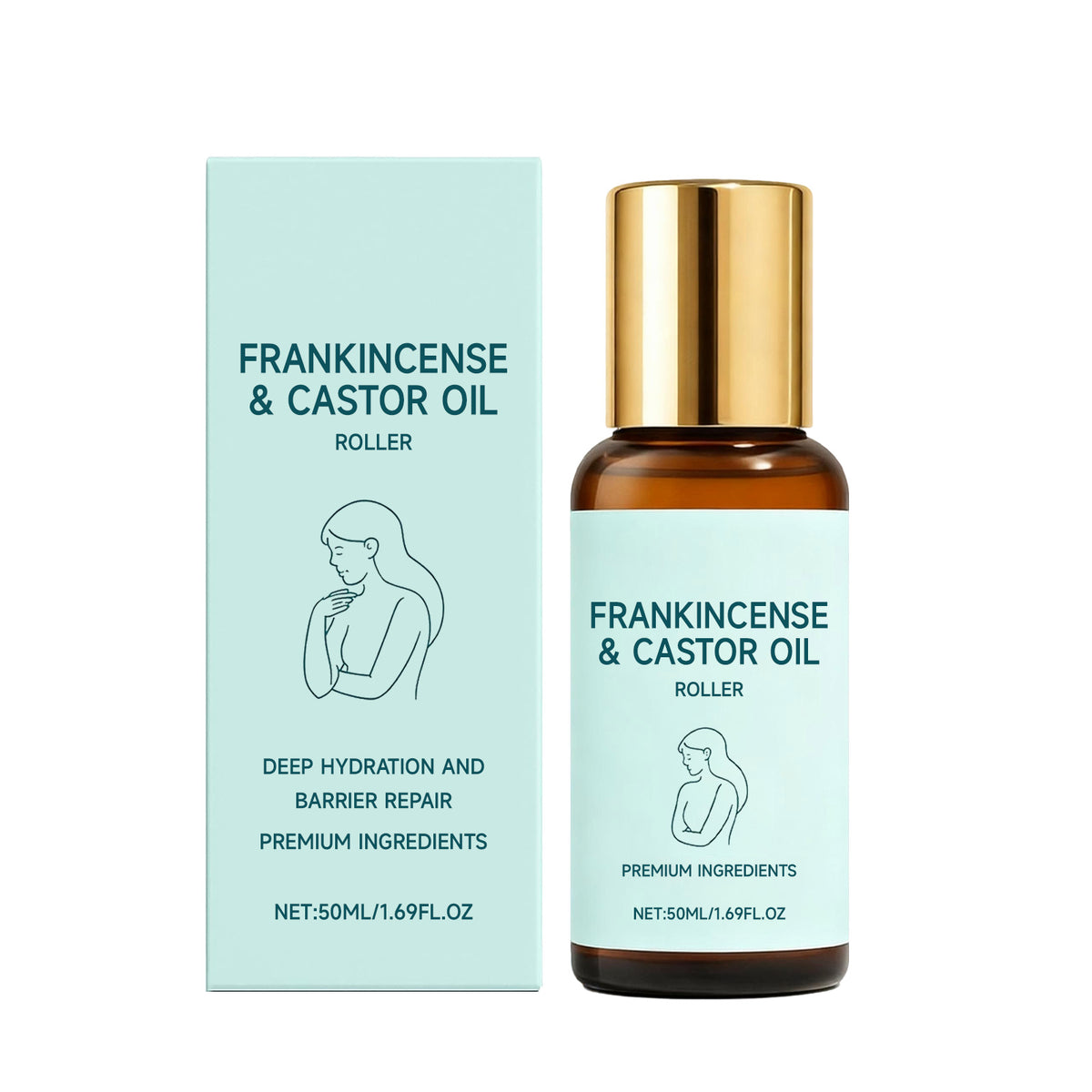 Castor Oil Moisturizing Roll-On for Skin Hydration 50ml - All Skin Types