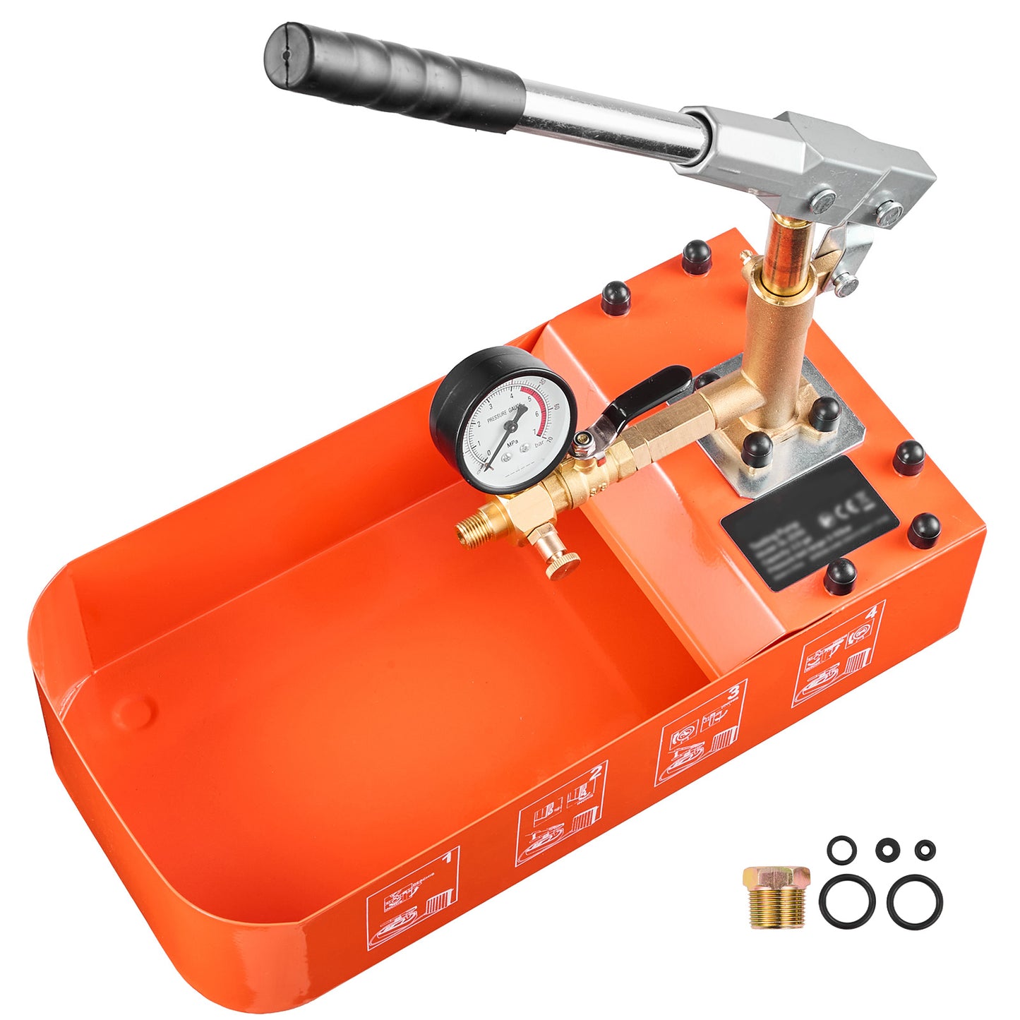 Hydrostatic Test Pump 2 Gallon Water Pressure Tester with Gauge - Hydraulic Pipe Leak Detection Kit