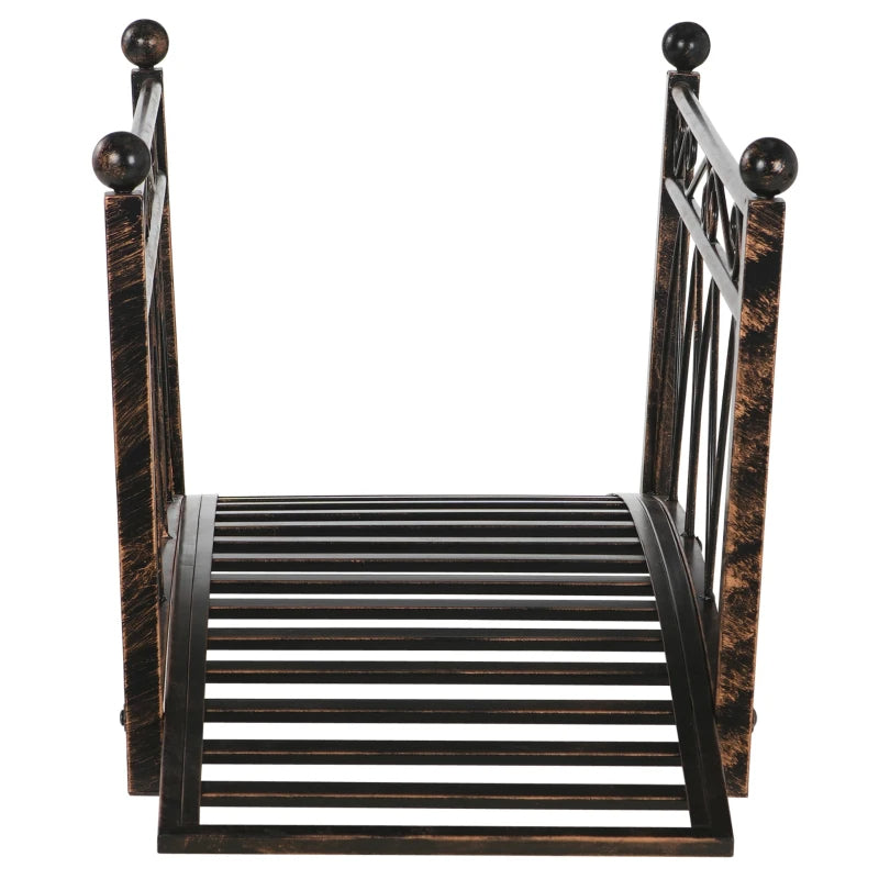 Bronze Metal Arch Zen Garden Bridge with Safety Siderails for Pond & Stream