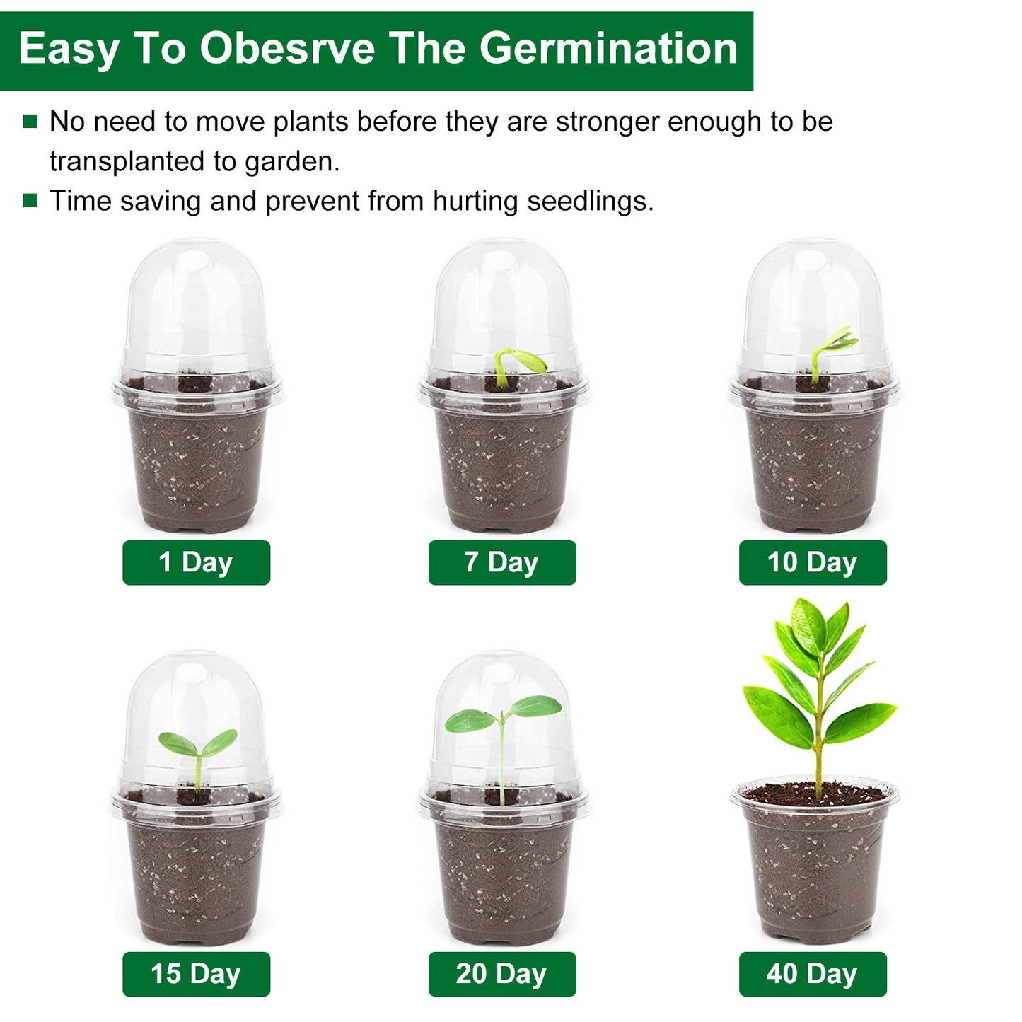 30 Pack Plant Nursery Pots with Humidity Domes and Drainage Holes