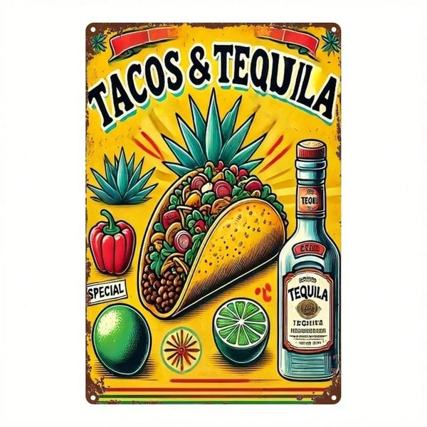 Vintage Mexican Metal Wall Sign - Retro Chili Pepper Art