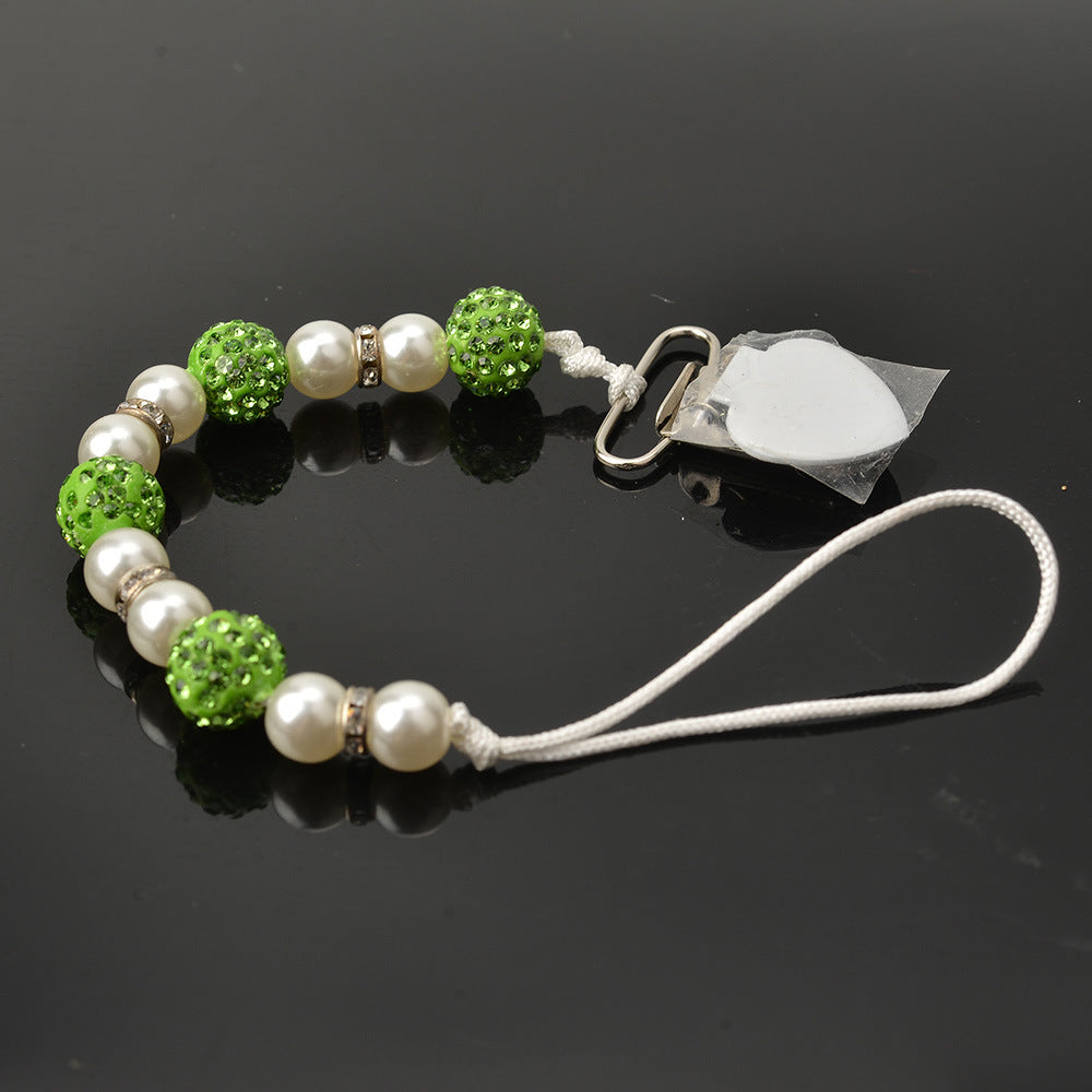 Baby Pacifier Drop-Preventing Chain Clip - Pearl Style, Multiple Colors