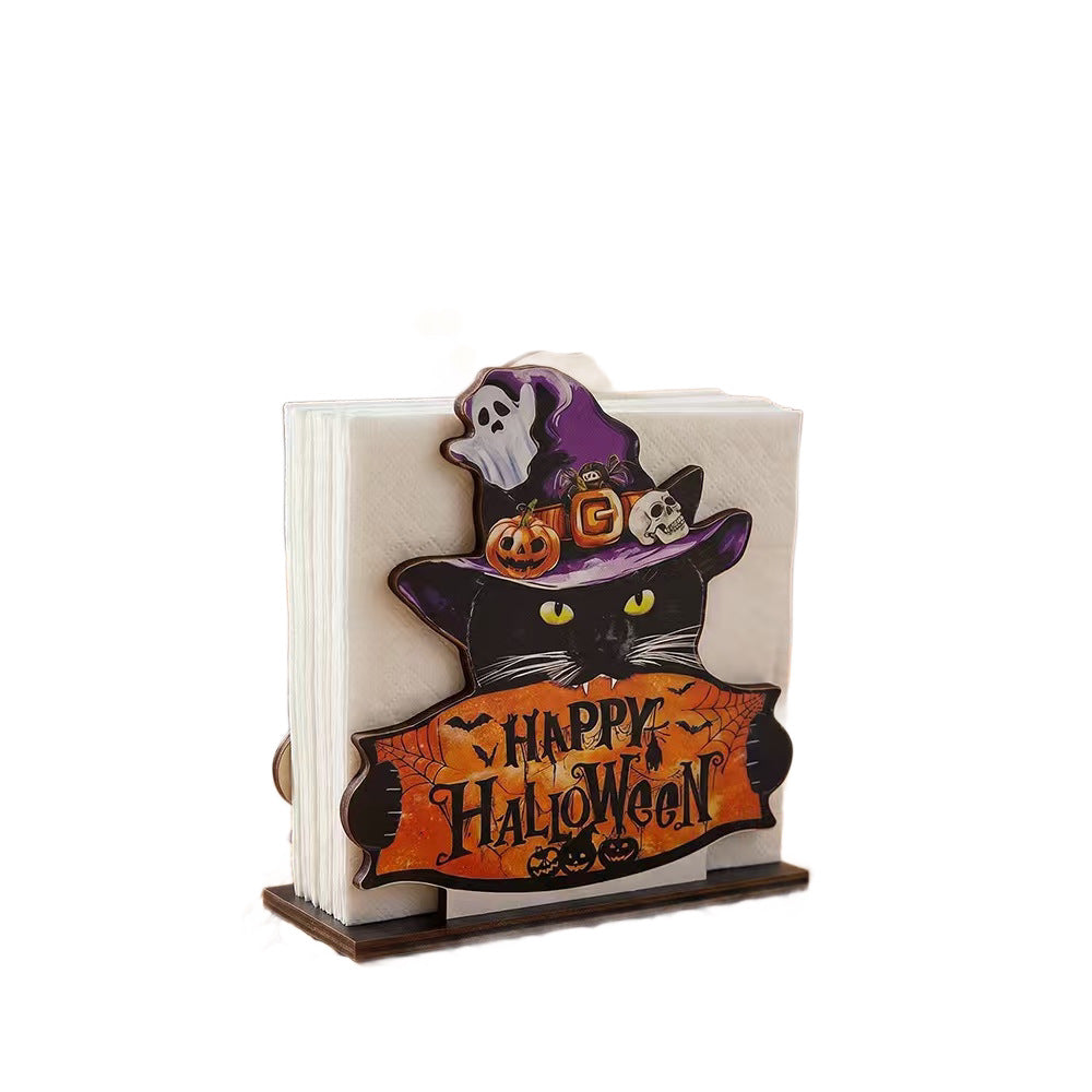 Halloween Wooden Tissue Box Storage Rack - Home Decor & Organizer