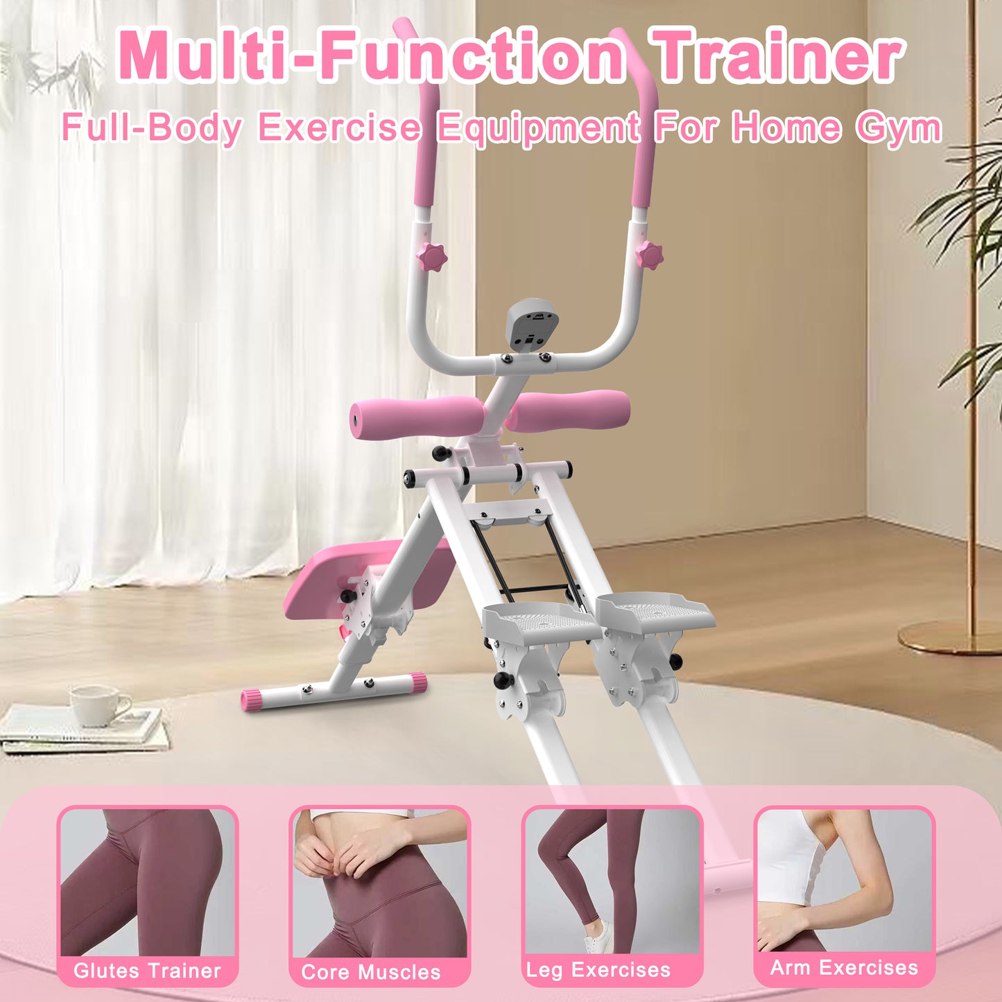 2-In-1 Stair Stepper and Ab Workout Machine - Pink