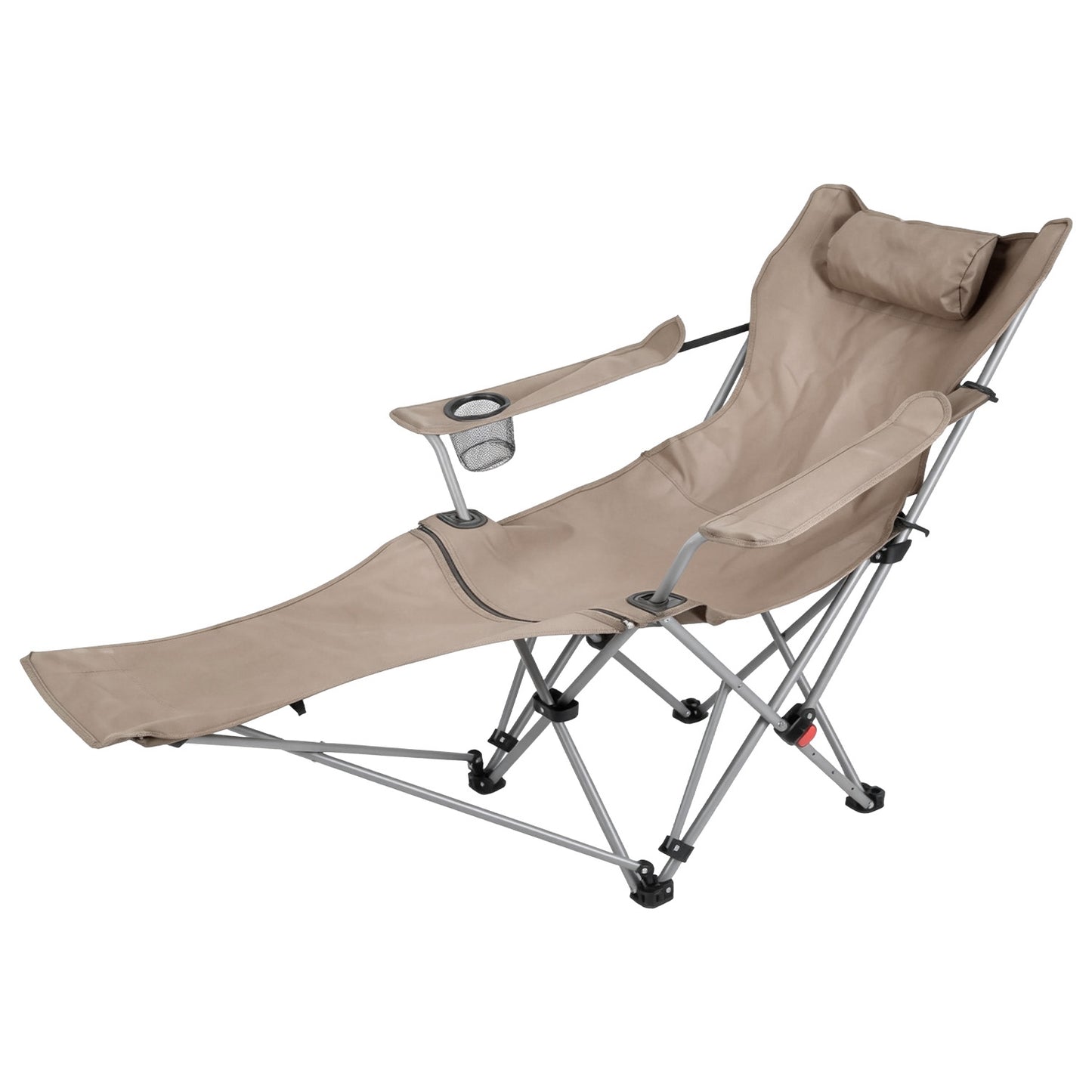 Adjustable Reclining Camping Chair with Footrest & Cup Holder