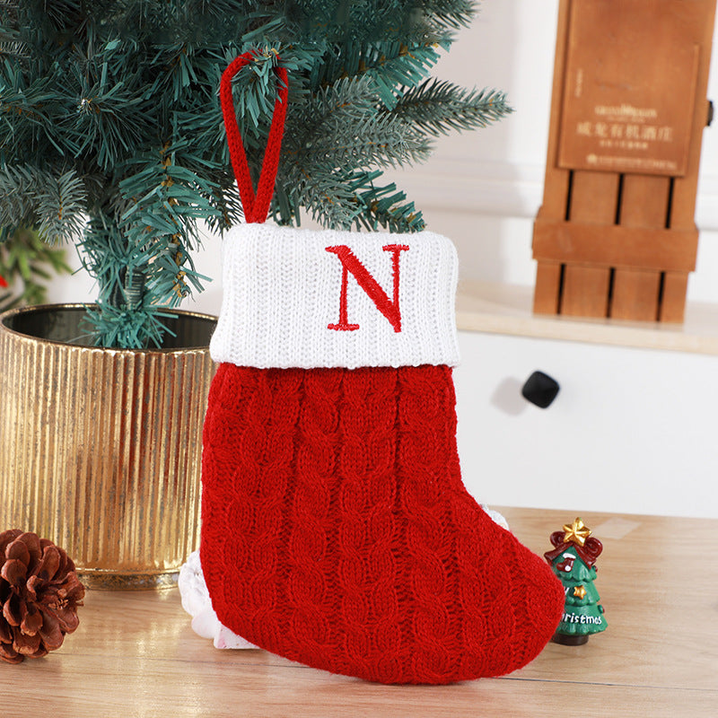 Christmas Stockings Decorative Wool Knitted Socks - Creative Tree Pendant