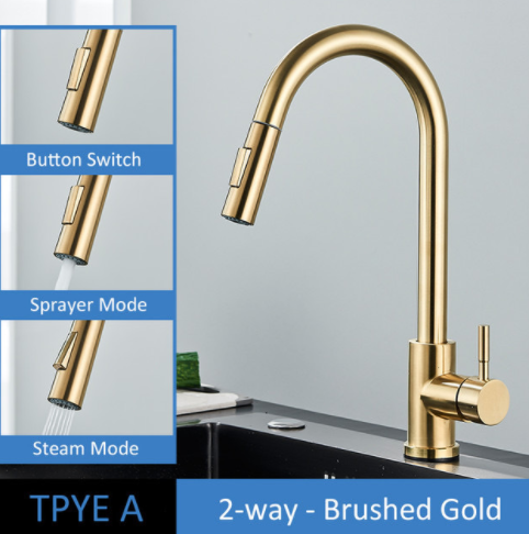 304 Stainless Steel Kitchen Pull-Out Faucet with Multiple Finish Options