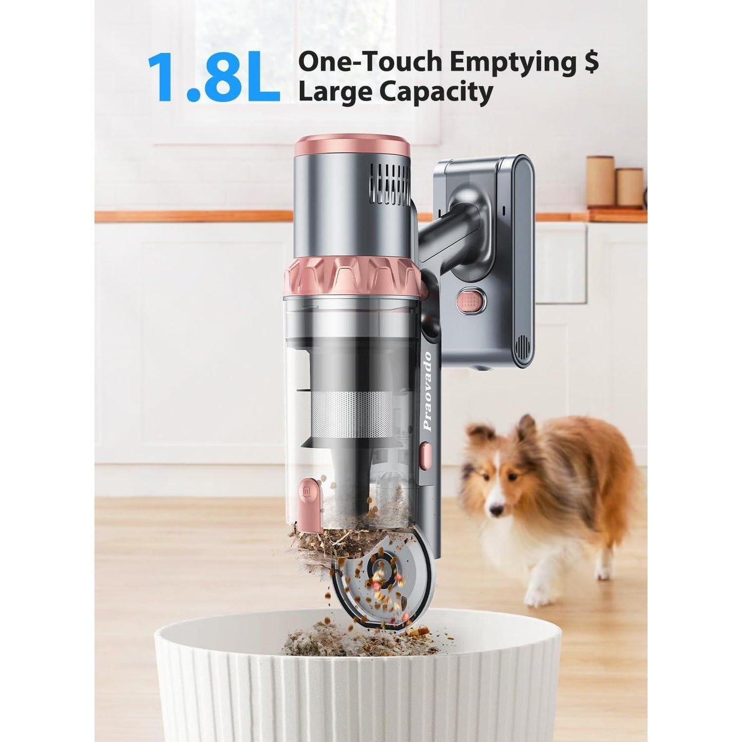 Wireless Handheld Pet Hair Vacuum Cleaner with Strong 45KPa Suction and Touch Display