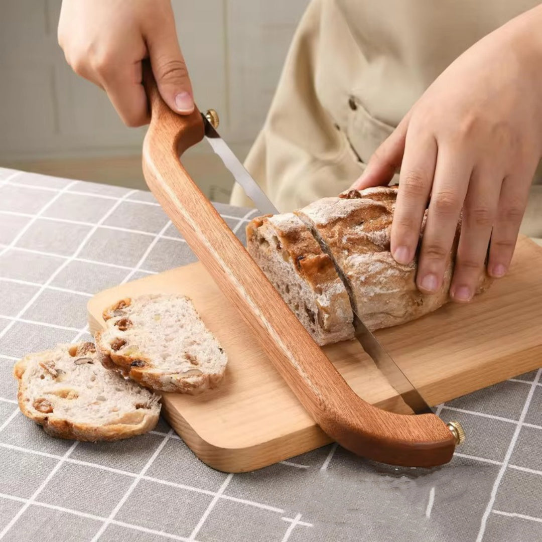 Wooden Handle Baking Serrated Knife - Kitchen Cutting Tool, Modern Minimalist Design