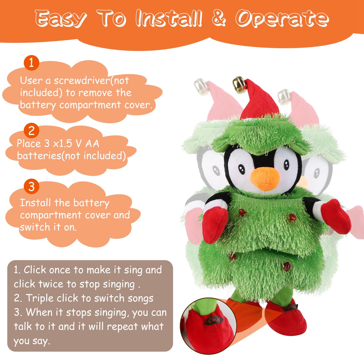 Interactive Dancing Plush Toy - Mimicking & Singing - Christmas Gift