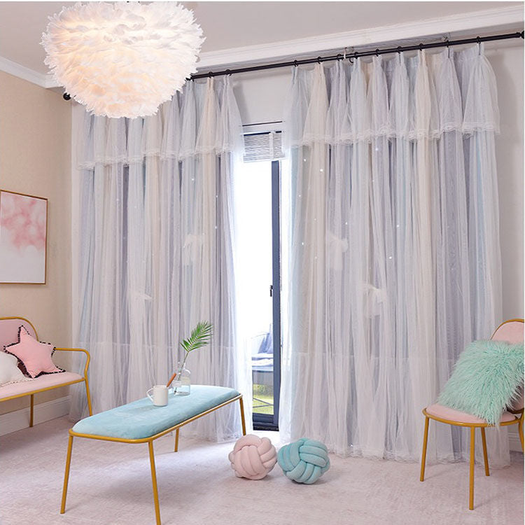 Nordic Style Hollow Star Princess Blackout Curtains for Bedroom & Living Room