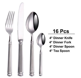 Stainless Steel Knife Fork Spoon Set - Modern Kitchen Utensils, 304 Steel