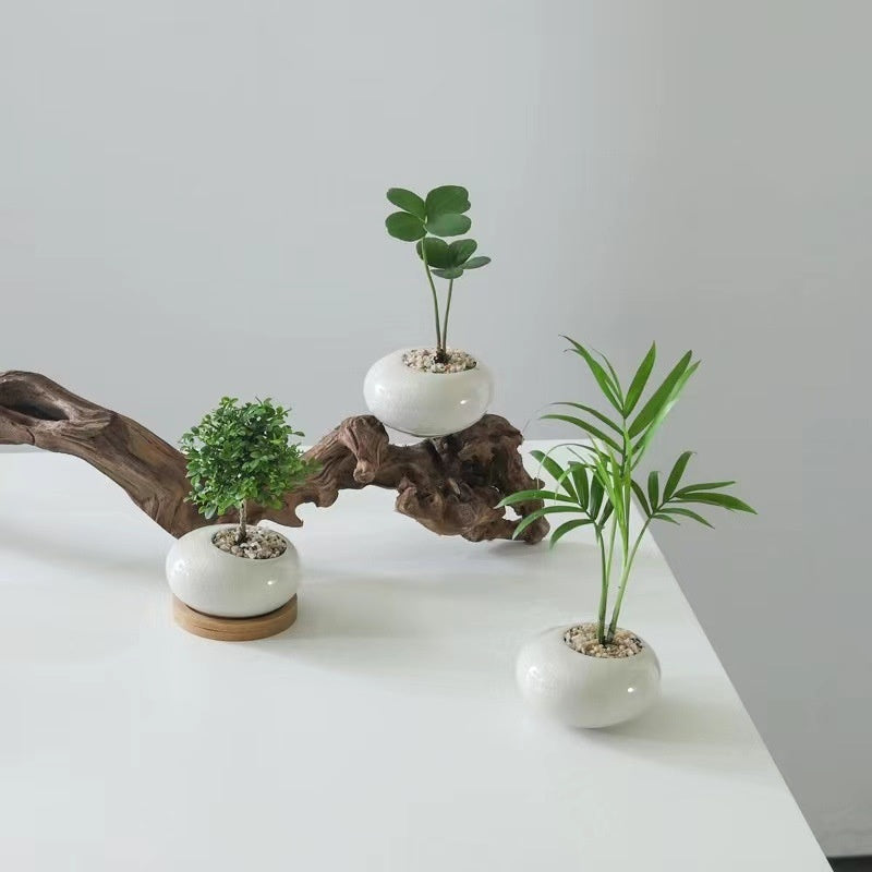 Mini Ceramic Flower Pot with Crackle Glaze - Indoor Garden Planter