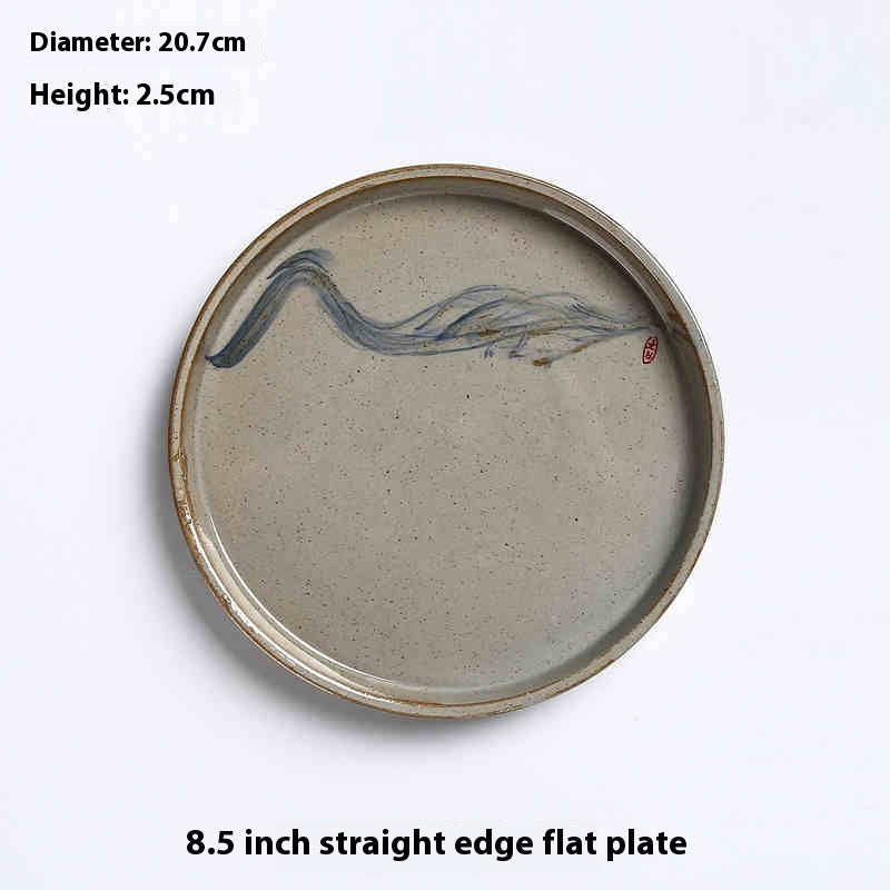 Ceramic Dinner Plate Set - Hand-Painted Round Tableware for Home & Kitchen
