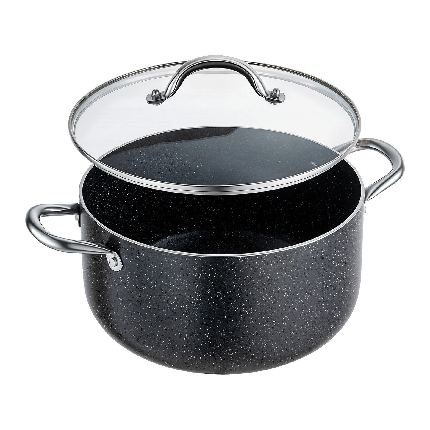 8-Quart Nonstick Aluminum Stock Pot with Glass Lid - PFOA & PFAS Free, Compatible with Gas, Induction, Electric Stoves