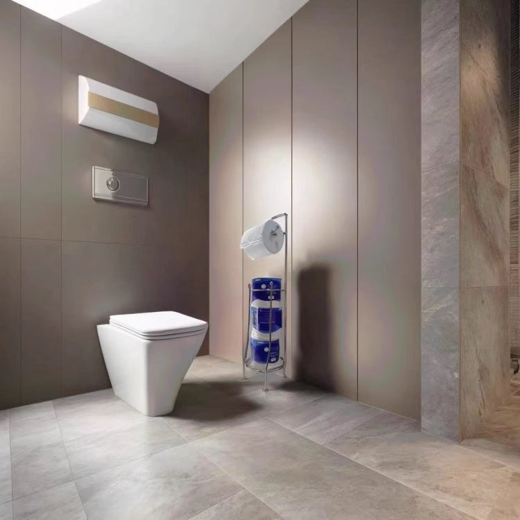 Waterproof Floor-Mounted Toilet Paper Holder Set - Non-Perforated Silver 2PCS