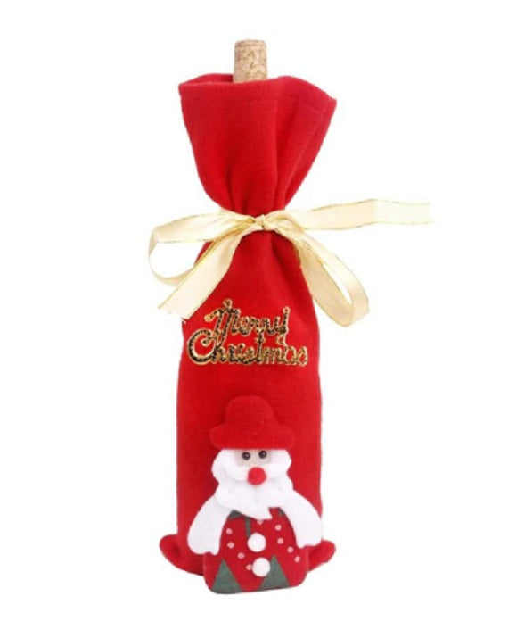 Christmas Flannel Wine Bottle Gift Bag Set for Holiday Decor