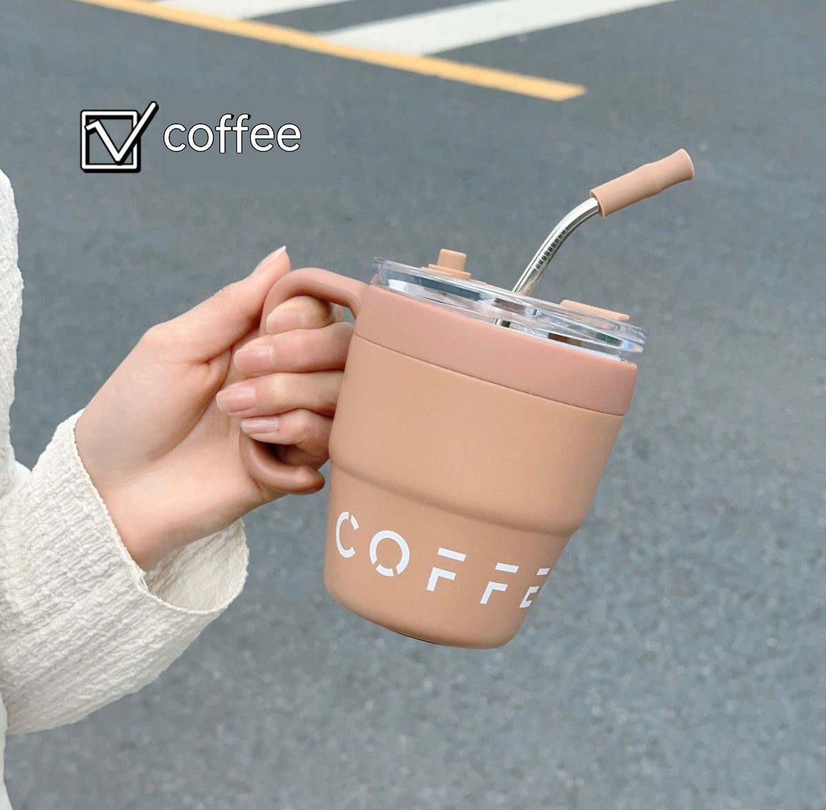 Stainless Steel Mug Cup with Suction Tube for Home & Kitchen 480ml