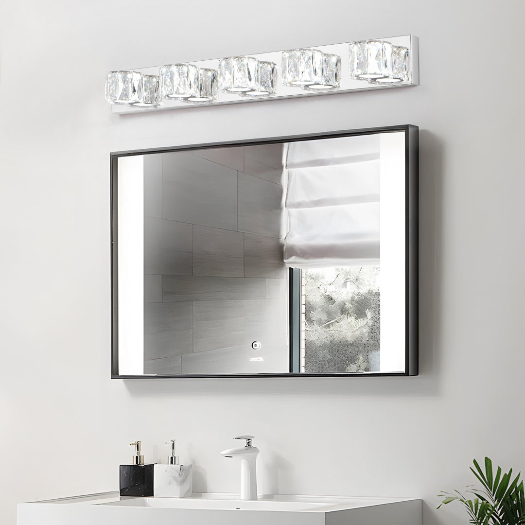 Modern 5-Light LED Wall Sconce - Chrome & Crystal Vanity Light