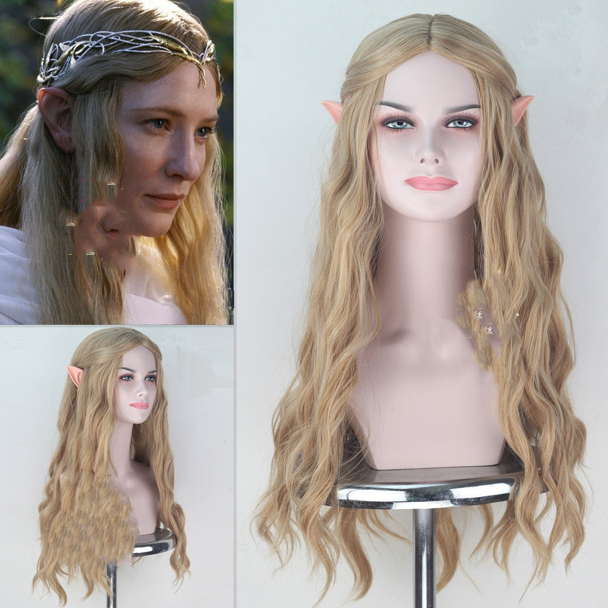 Elf Queen Cosplay Wig with Ears - Long Anime Hair