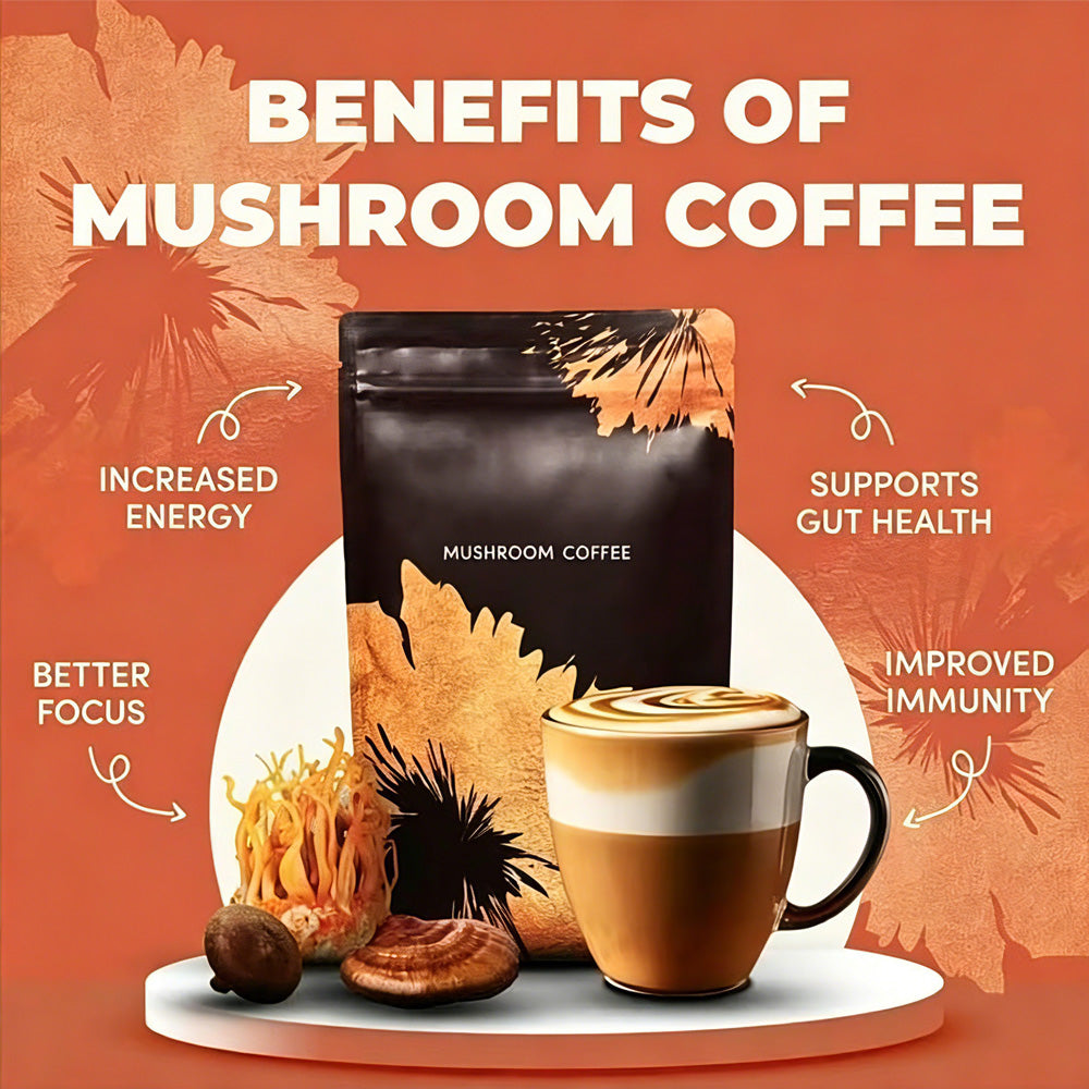 Organic Mushroom Instant Coffee with 6 Adaptogenic Mushrooms - 30 Servings