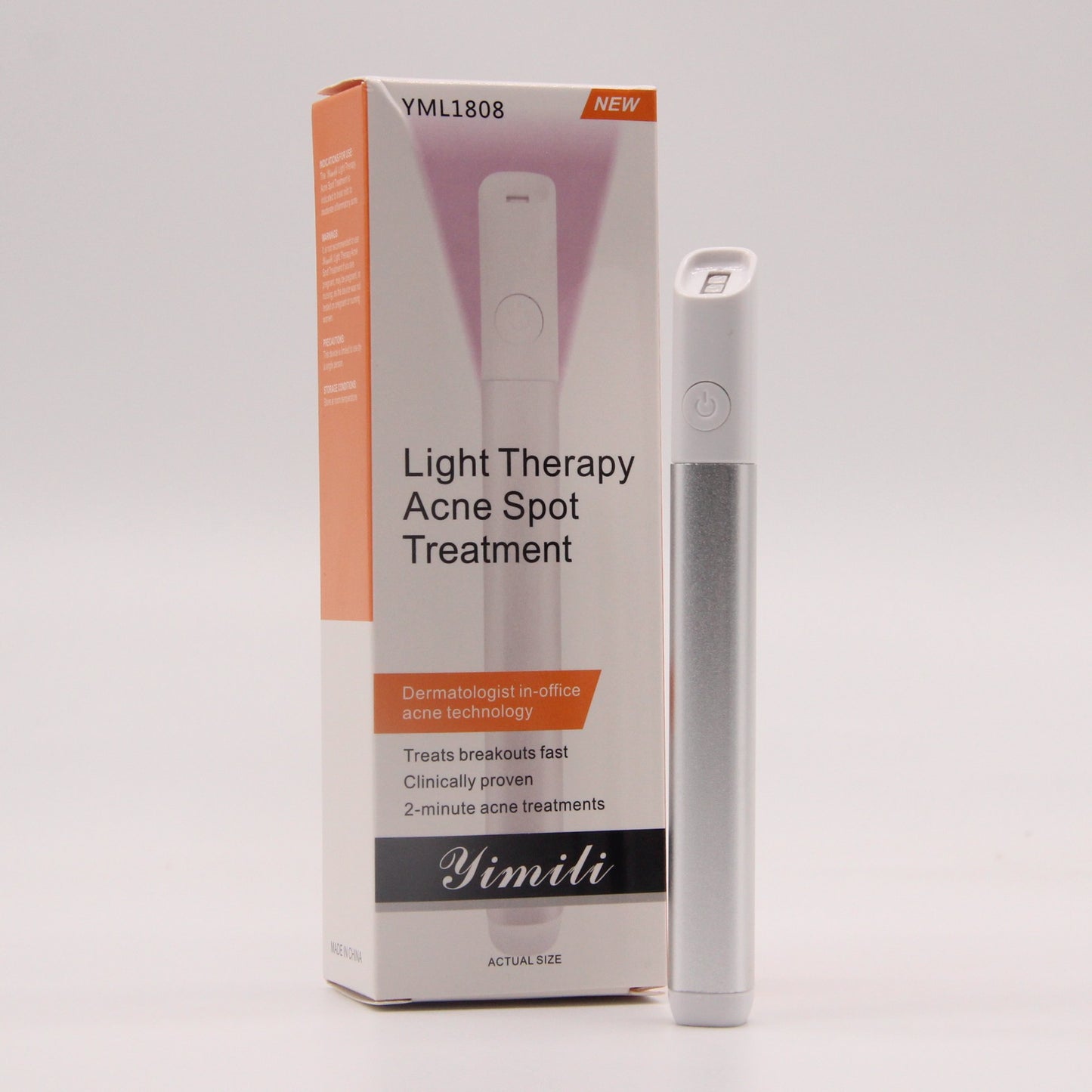 Acne Treatment Device for Face - Red & Blue Light Therapy Tool - Silver