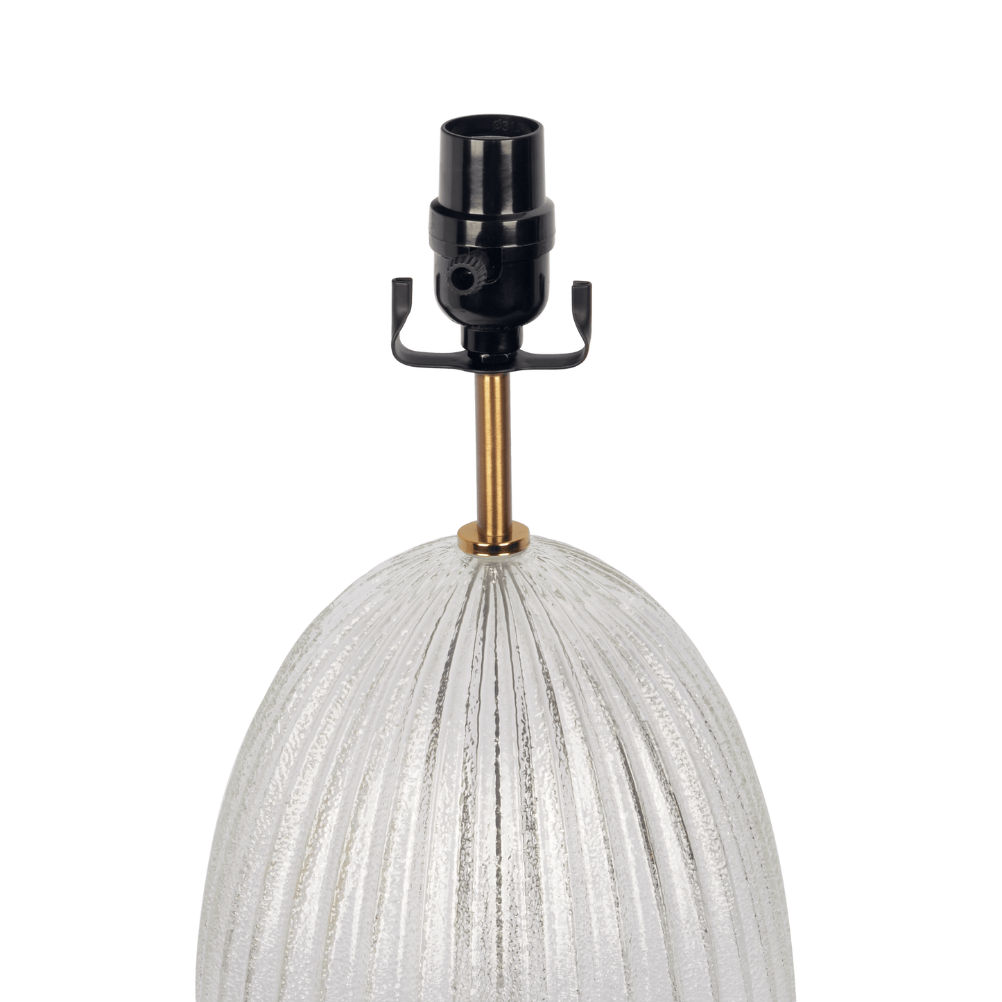 Aurora Ribbed Glass Lamp Base Clear Table Large Linen Shade