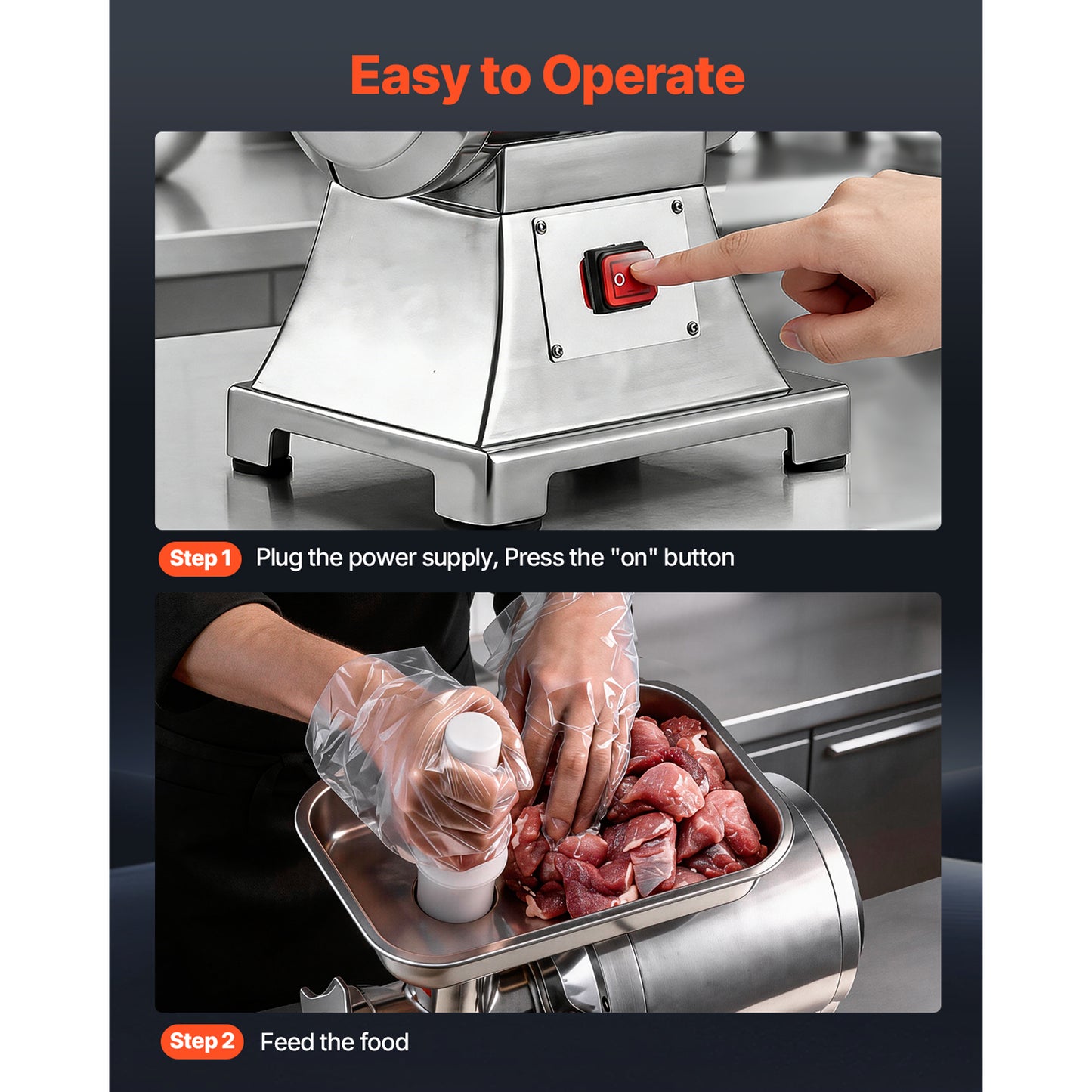 Electric Meat Grinder 9.2L Capacity, 750W Sausage Maker for Home & Commercial Use