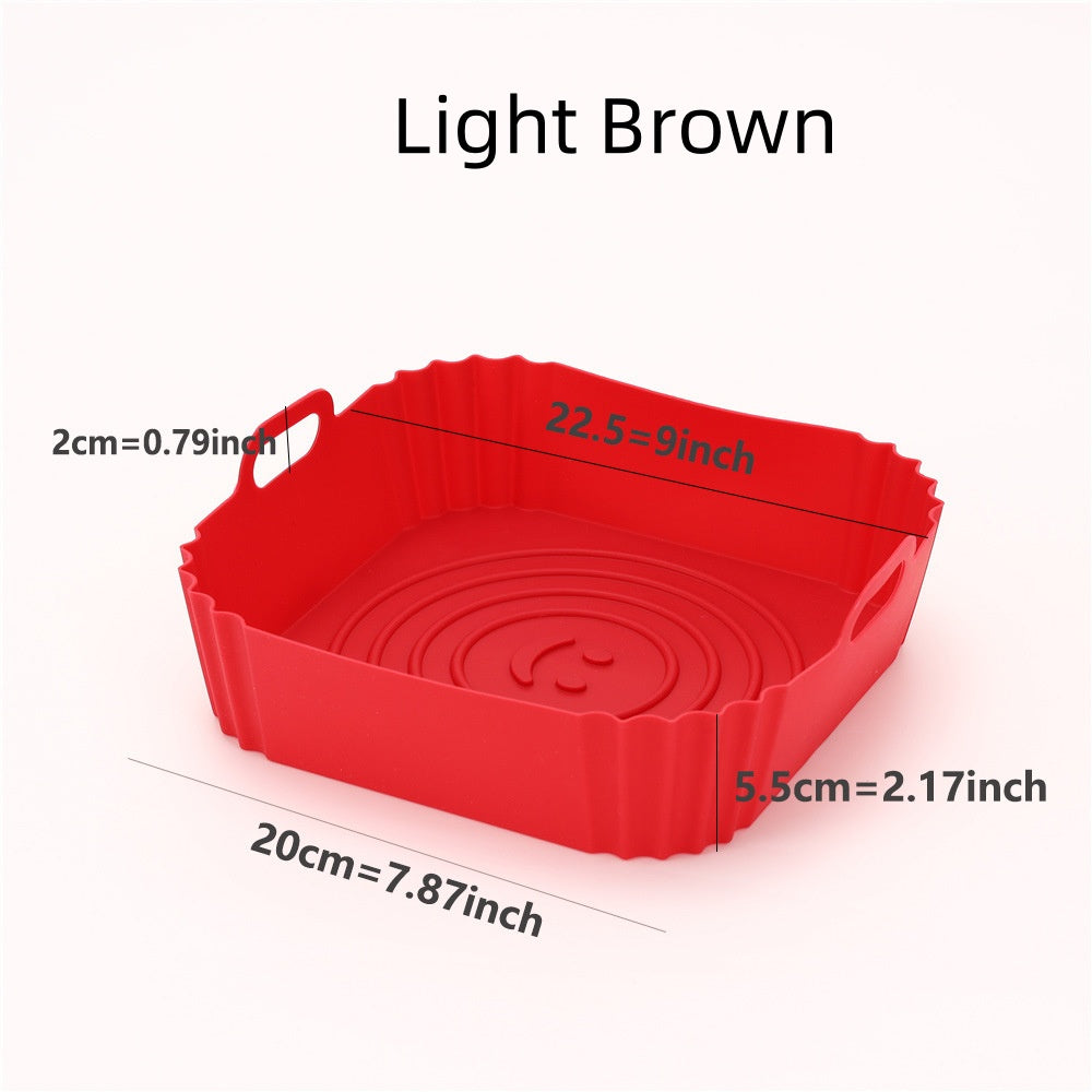 High Temp Silicone Air Fryer Tray - Square Kitchen Baking Mold, Multiple Colors