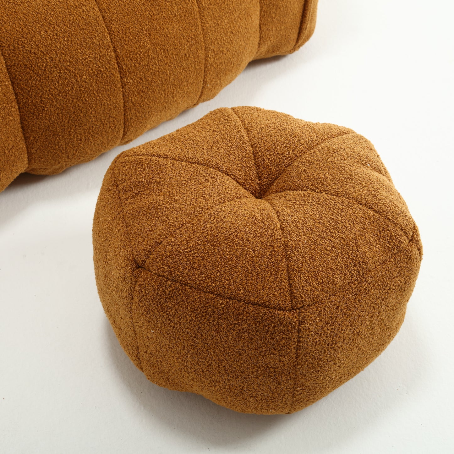 Soft Chenille Bean Bag Chair with Foam Filler - Khaki & Yellow