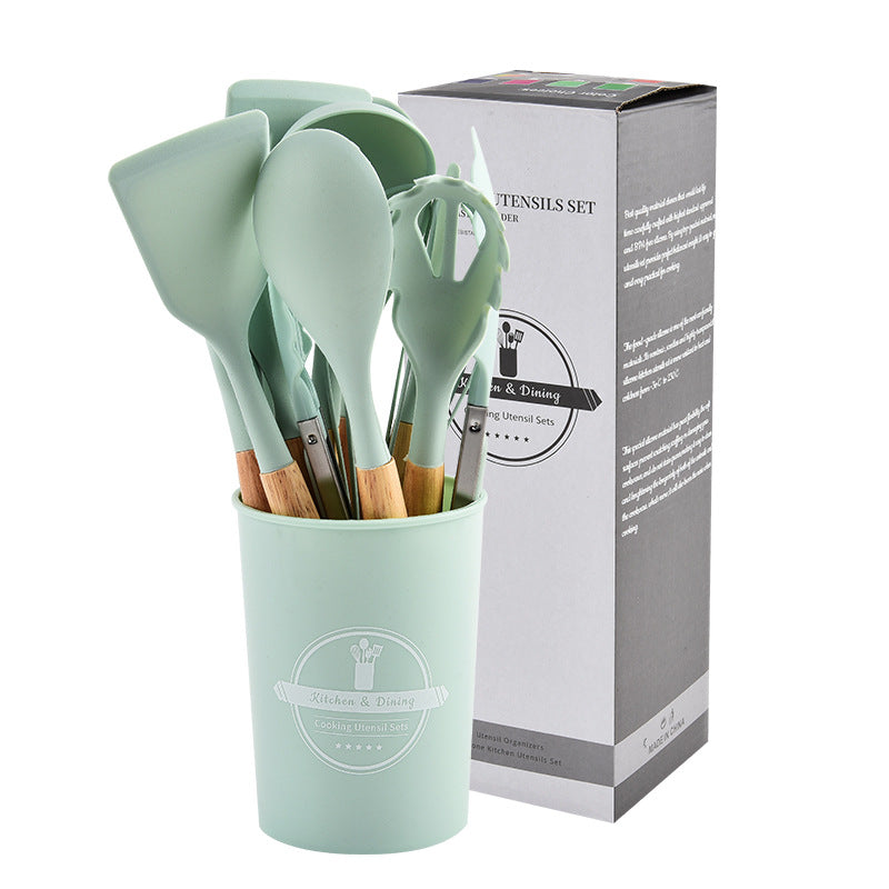 Silicone Cooking Utensil Set Food Grade Kitchen Storage Tools - Multiple Colors