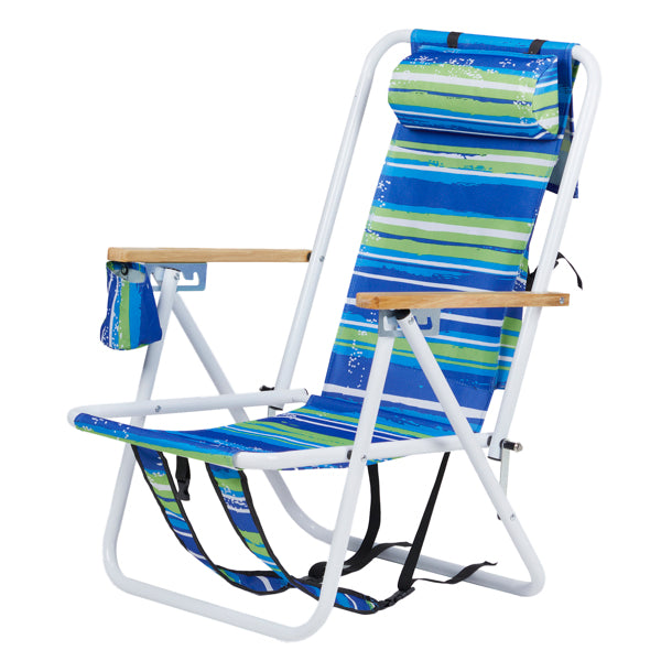 Folding Beach Chair Set of 2 - 4-Position Portable Camping Chairs with Headrest and Cup Holder