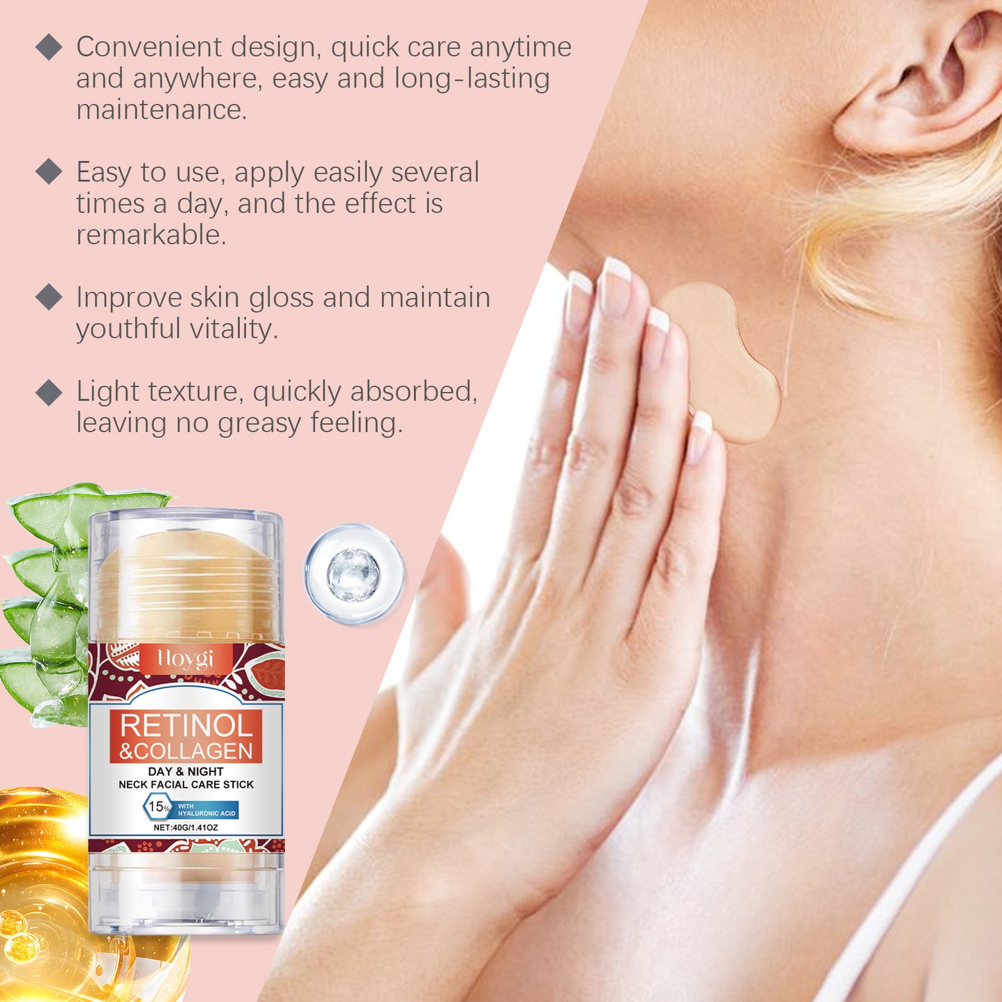 Firming Neck and Face Moisturizing Stick - Collagen & Hyaluronic Acid