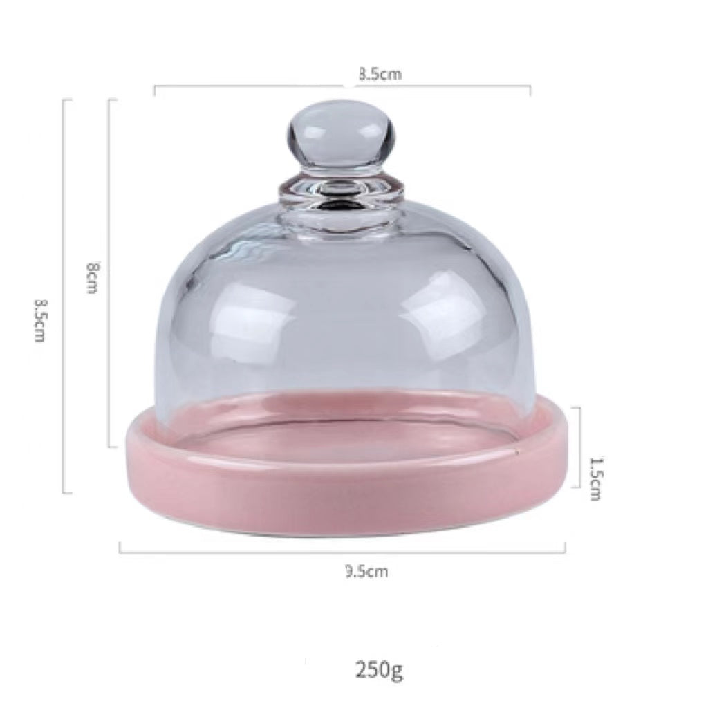 Ceramic Dessert Dish with Lid Set - Nordic Style, Multiple Colors
