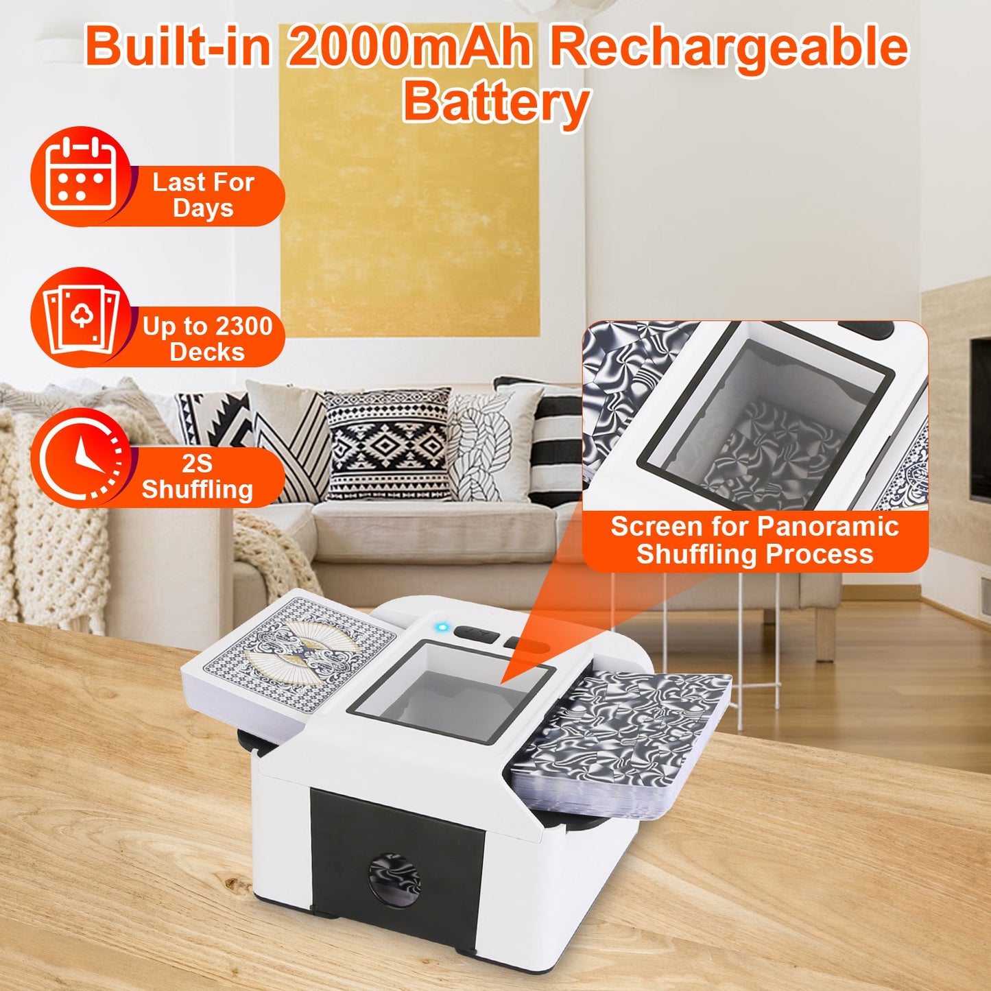 Rechargeable Automatic Card Shuffler - 2 Decks, Auto & Manual Modes