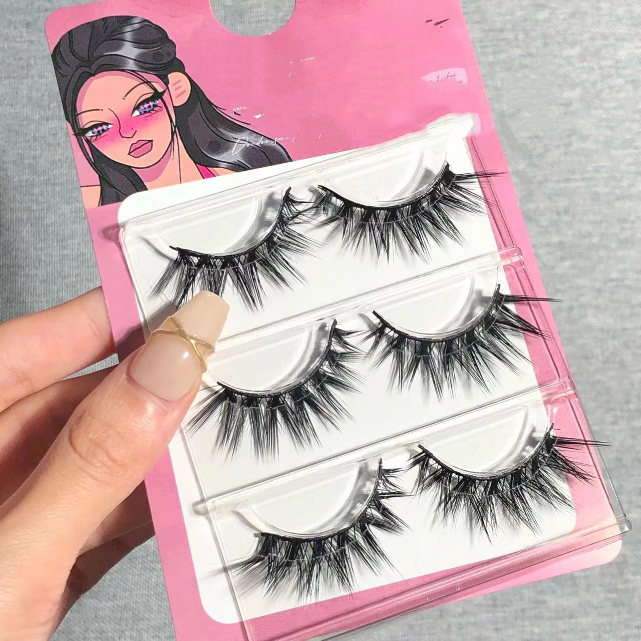 L-Shaped False Eyelashes 3 Pairs Thick Artificial Fiber for Eye Makeup