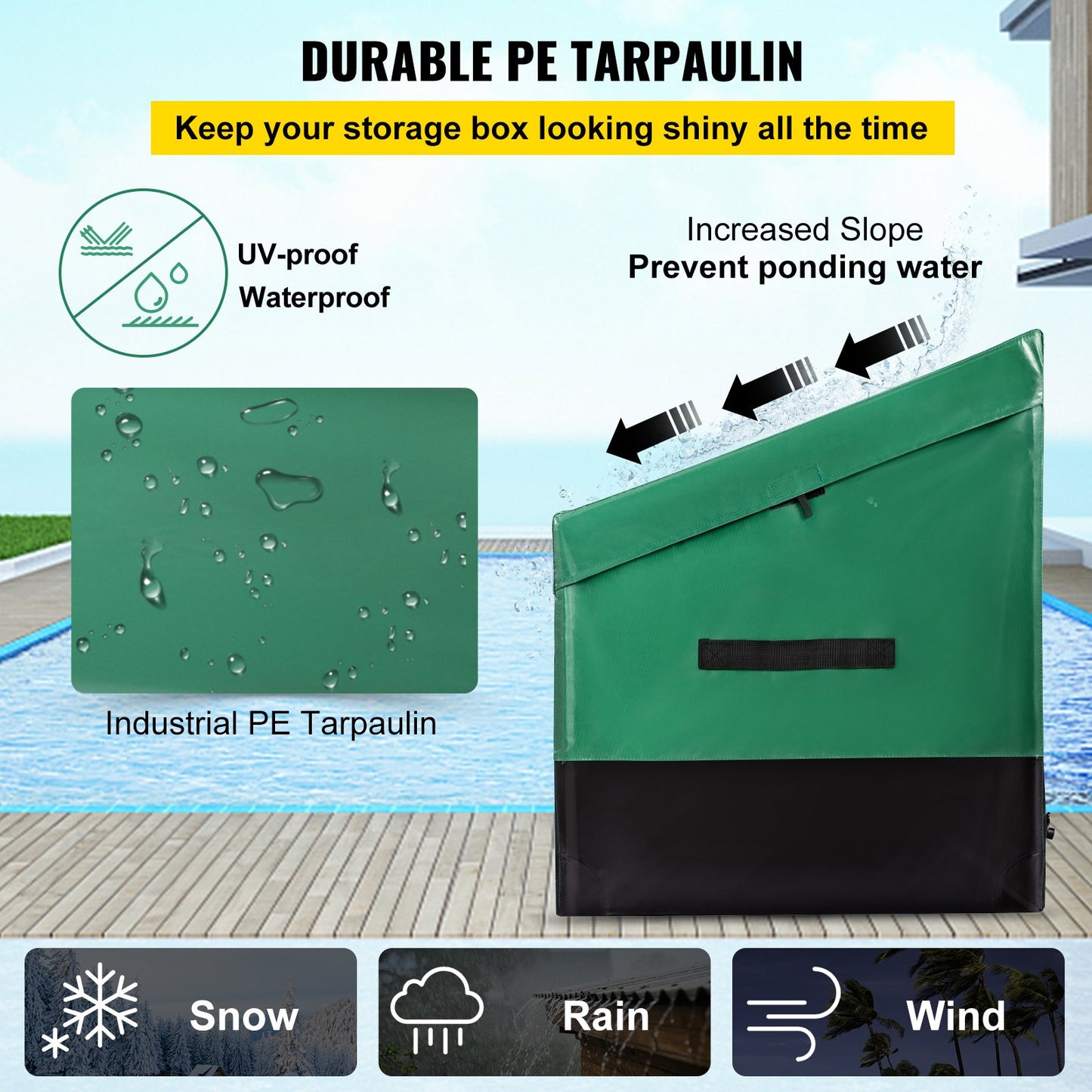 100 Gallon Waterproof Outdoor Storage Box with Galvanized Frame - Patio Deck Storage