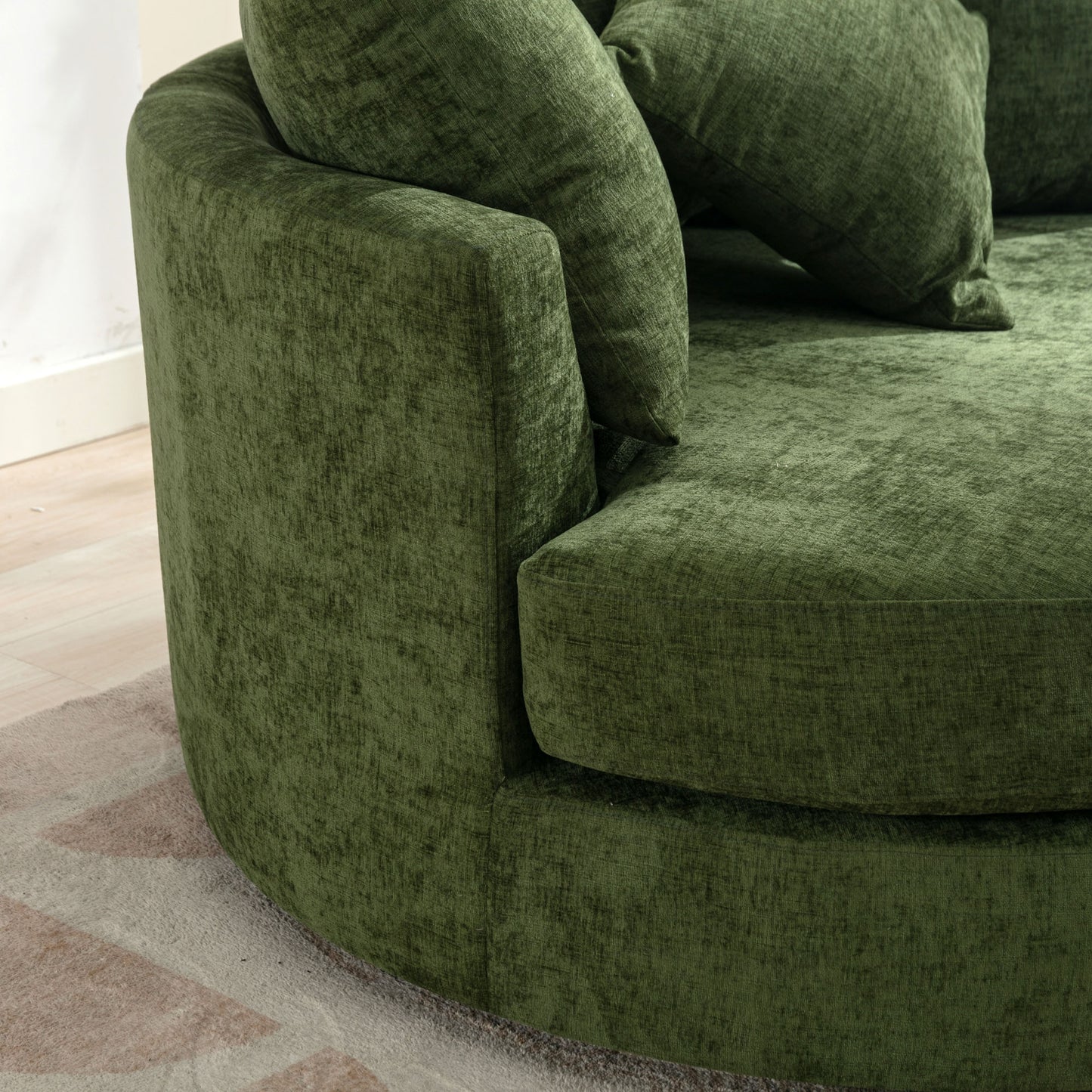 360° Swivel Accent Barrel Chair with Storage Ottoman & 4 Pillows - Green