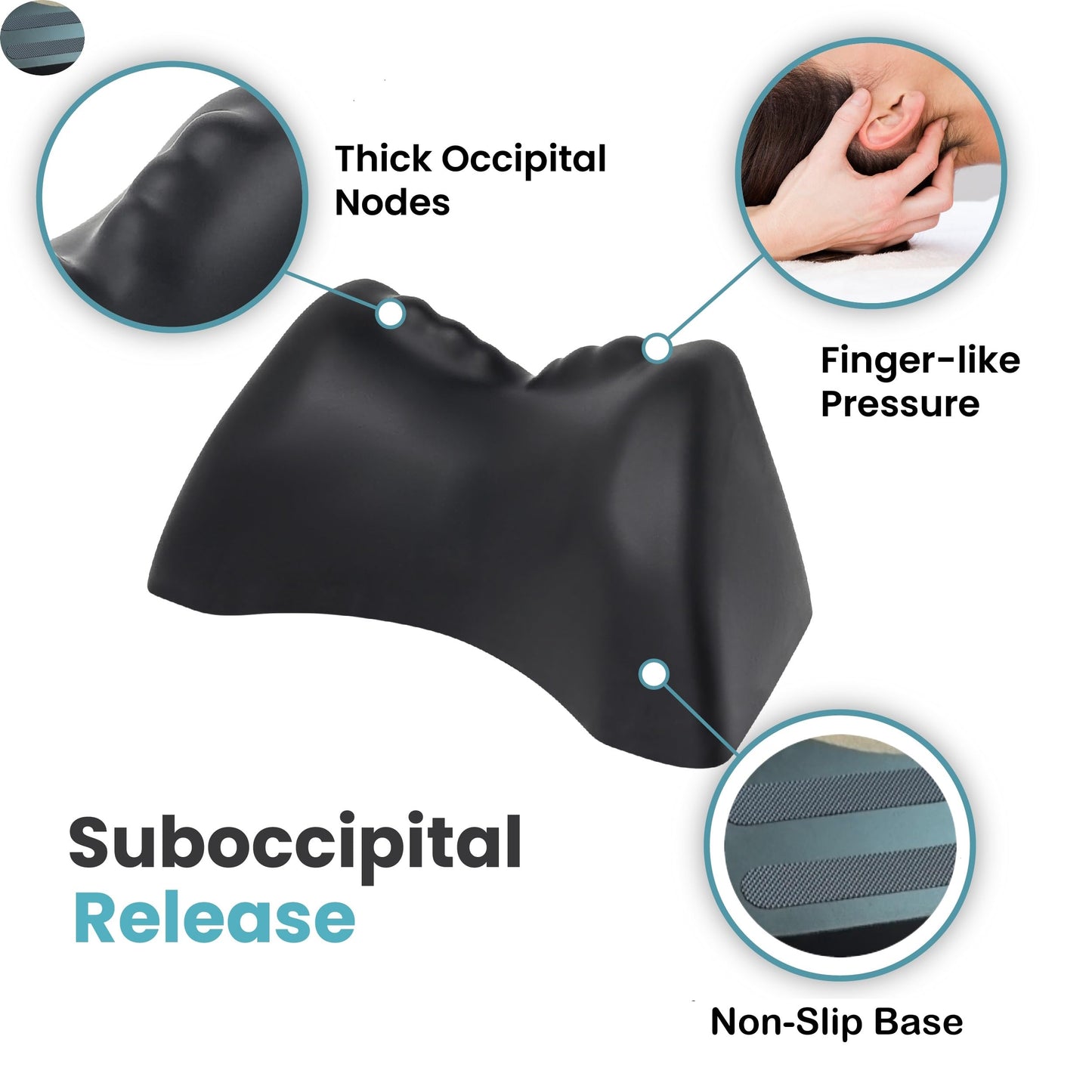 Cervical Pillow with Reverse Bow Design for Neck & Shoulder Relaxation - Black 21.6x11.5x9.5cm