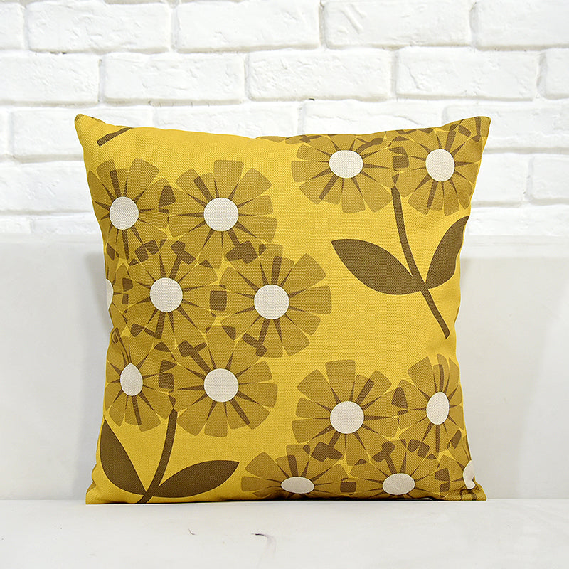 Vintage Style Cotton Linen Pillow Cover with Floral Bird Pattern - Square Cushion Case