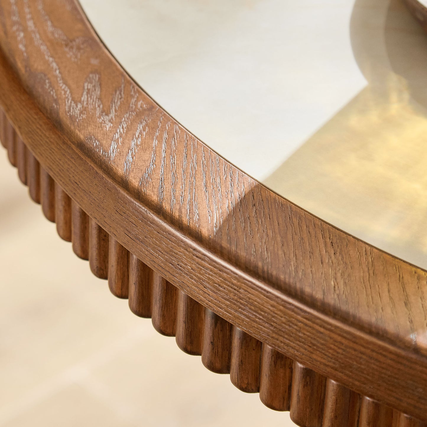 33-Inch Round Dining Table with Sintered Stone Top - Walnut