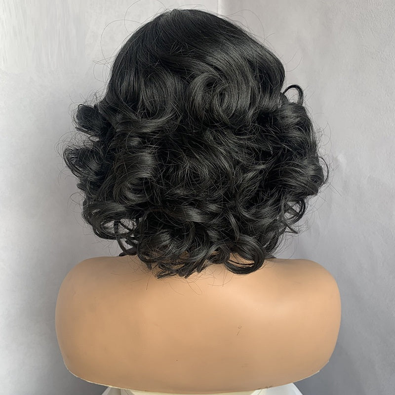 Big Wave Synthetic Wig for Women - Natural Black, 9 Inch, Seamless Lace Parting