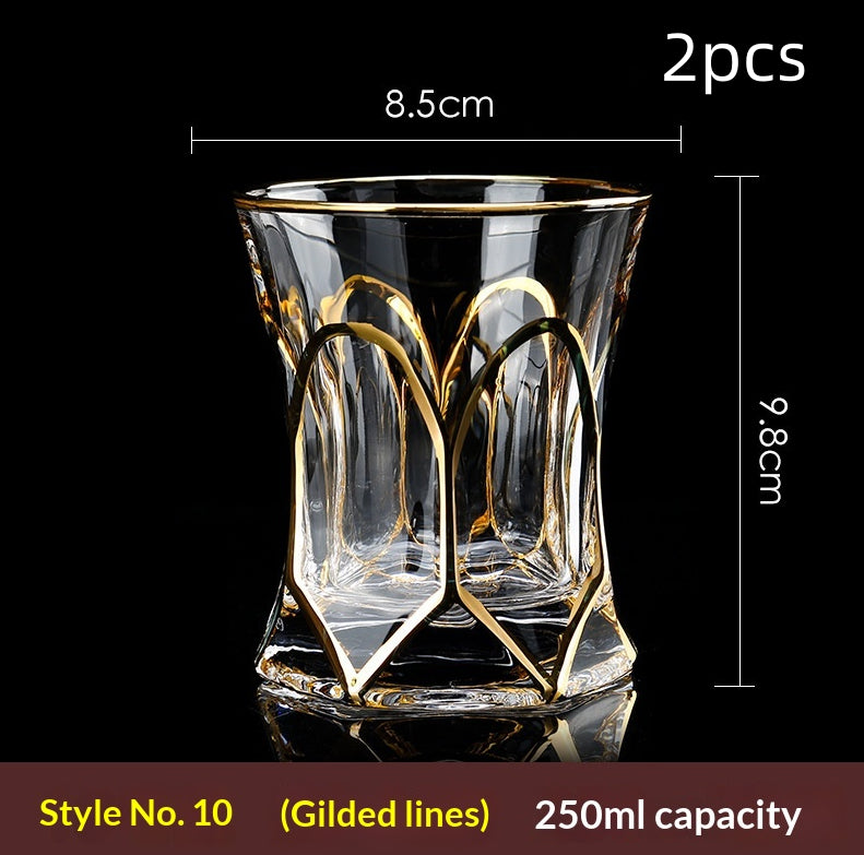 Large Gold-Trimmed Gin Crystal Glass - Vintage Drinkware for Bar & Kitchen