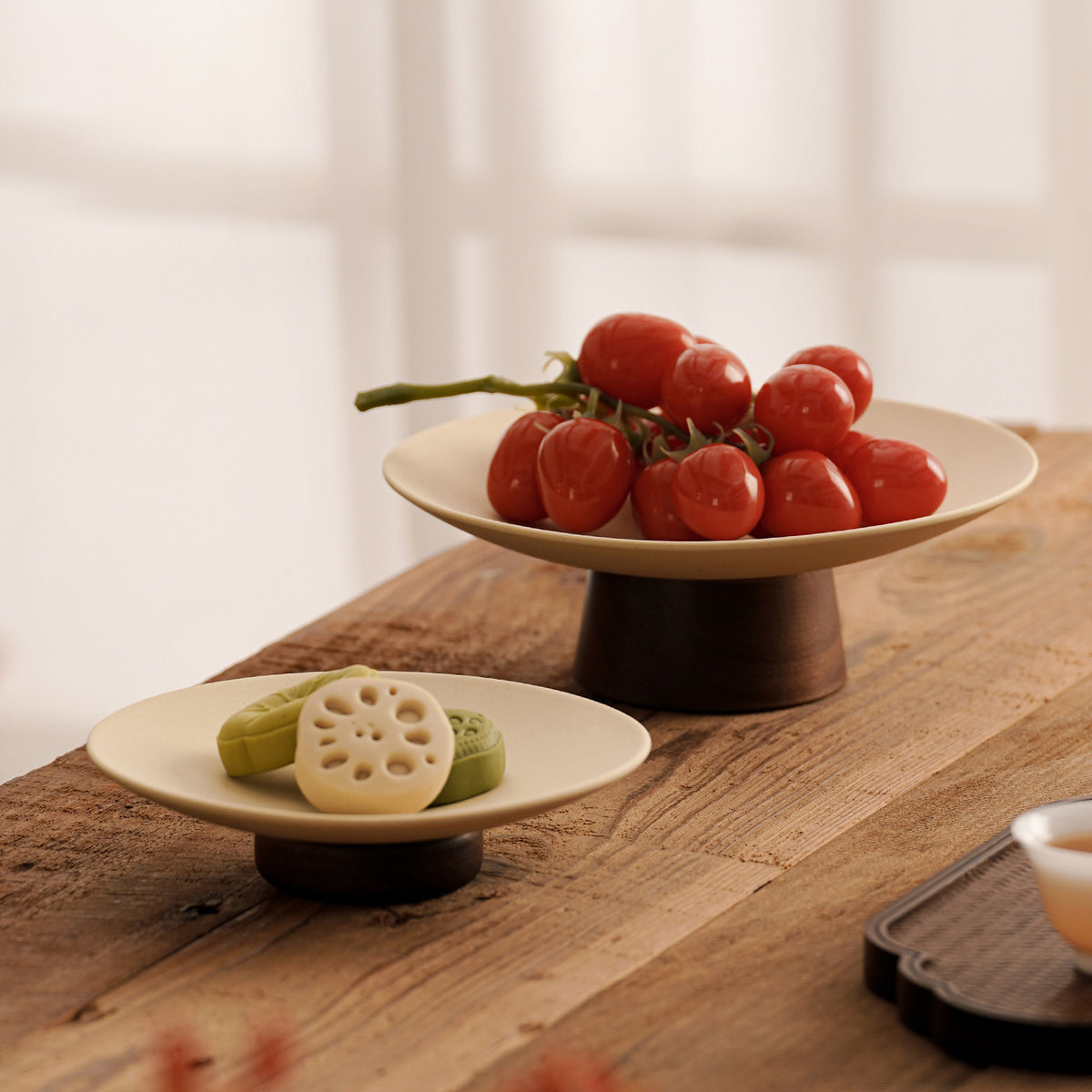 Ancient-Style Ivory White Dried Fruit Tray Made of Ceramic - Multiple Variants