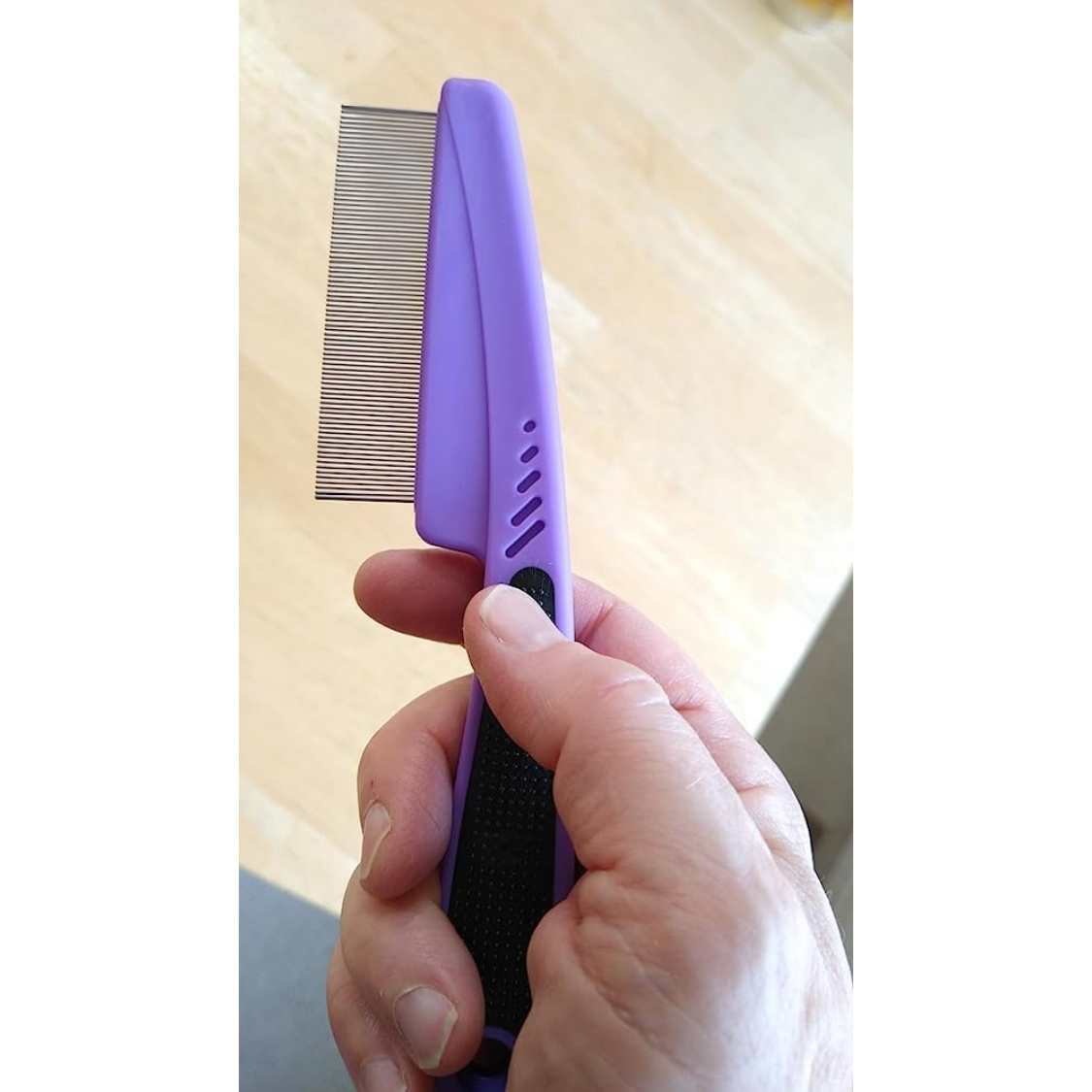 Pet Flea and Tick Comb with Rubber Handle - Fine Tooth Grooming Tool for Dogs & Cats