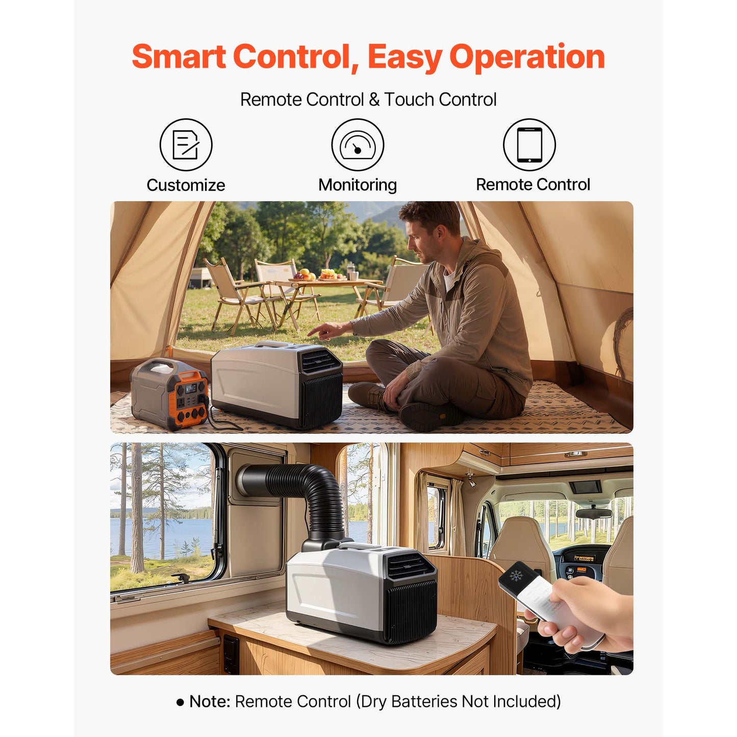 Portable Camping Air Conditioner 3050 BTU with Hose Remote Touch Control