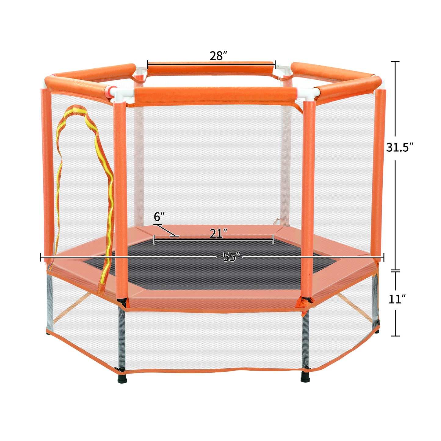55 Toddlers Trampoline With Safety Enclosure Net And Balls, Indoor