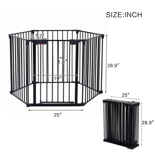 150-Inch Adjustable Metal Safety Gate & Play Yard for Pets & Children Black