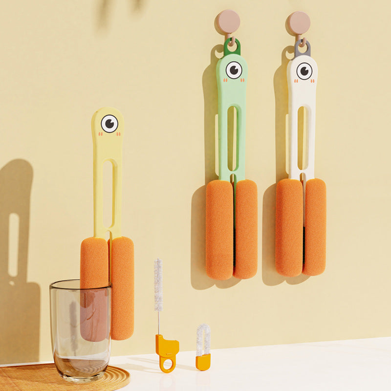 Four-in-One Long Handle Sponge Cleaning Brush for Kitchen & Home