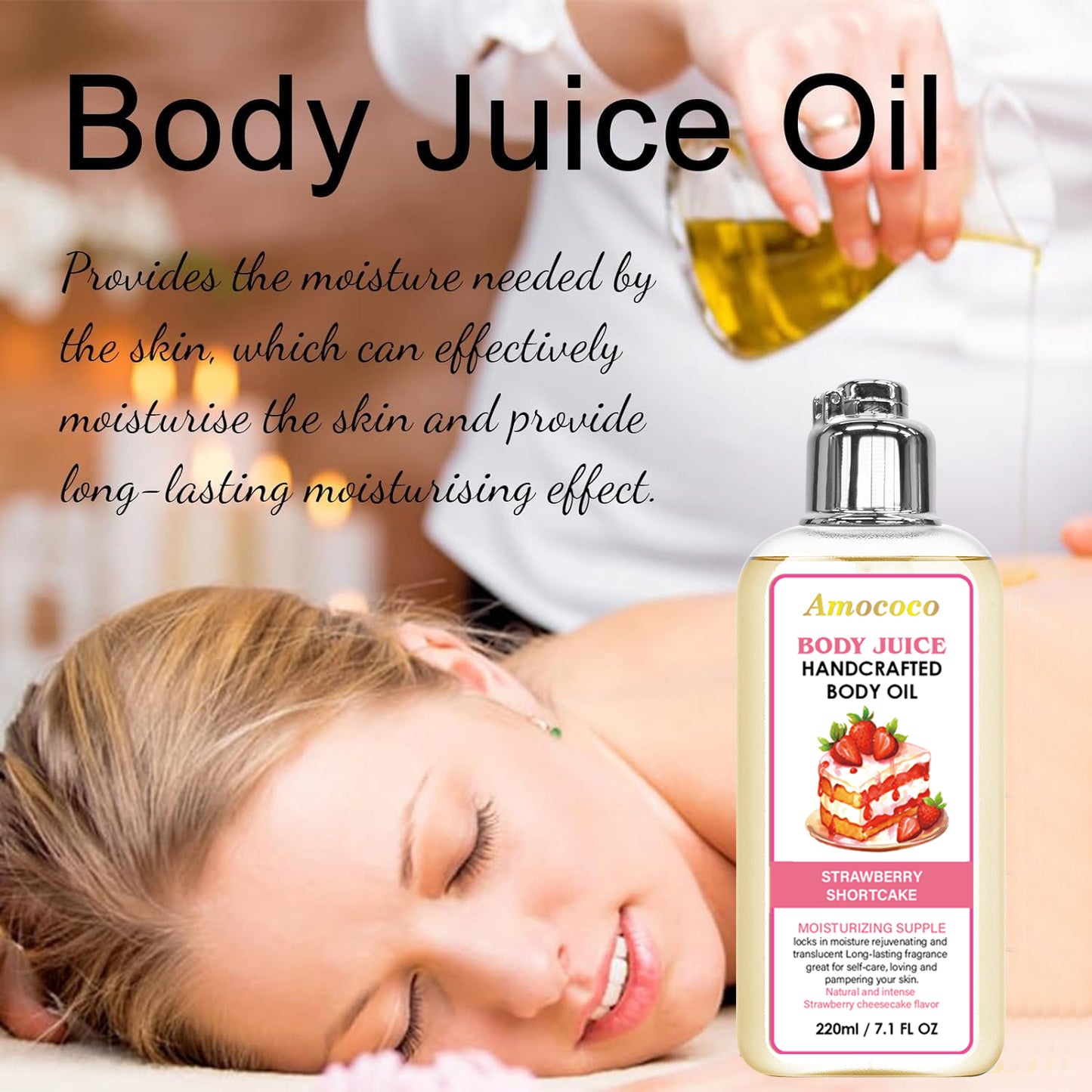 Strawberry Shortcake Body Oil - 440ml Moisturizing & Hydrating Skin Care